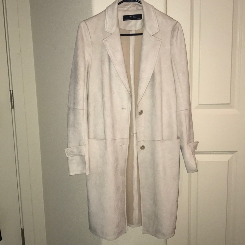 Zara Basic Cream Suede Blazer Style Coat